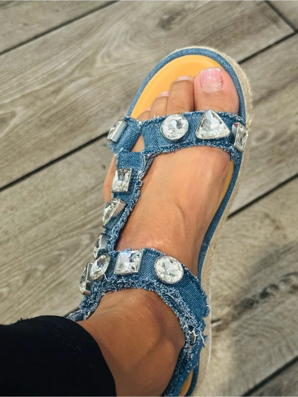 Giani Bernini Denim Blue Jeweled Strappy Sandals